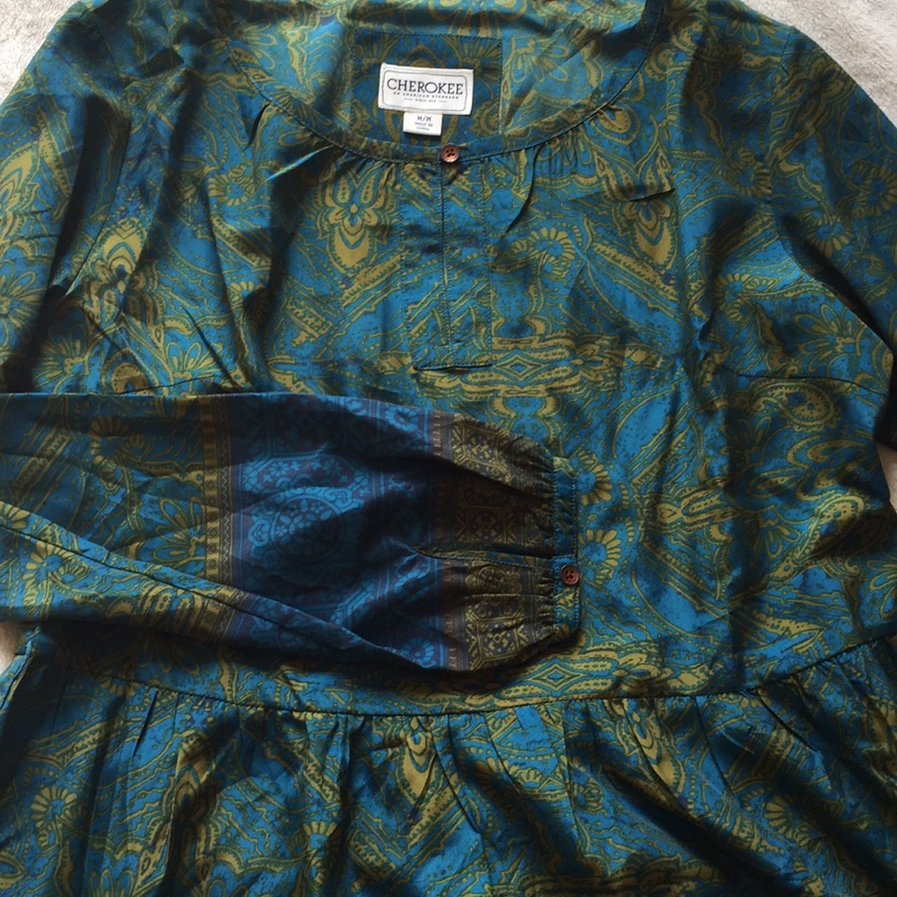 SOLD! Cherokee Blue and Green blouse